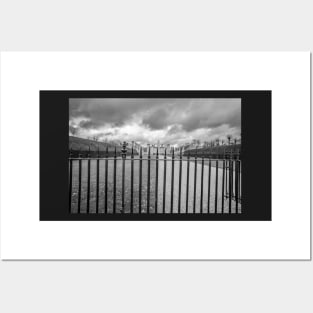 Close up of metal security fence guarding an English stately home Posters and Art